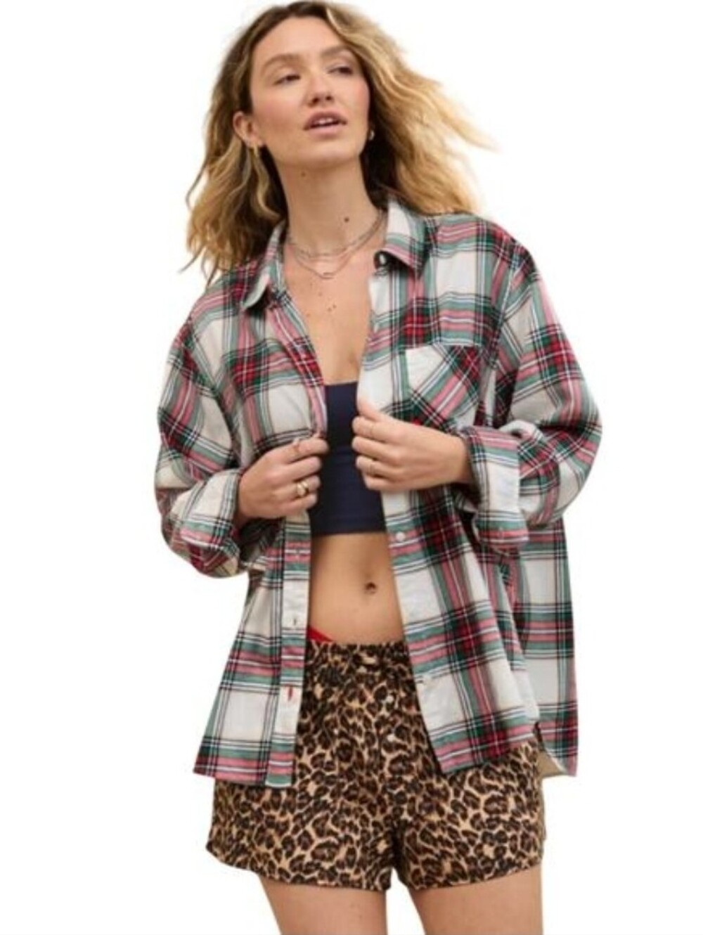 Aerie Off-Duty Flannel Pajama Shirt-Sm